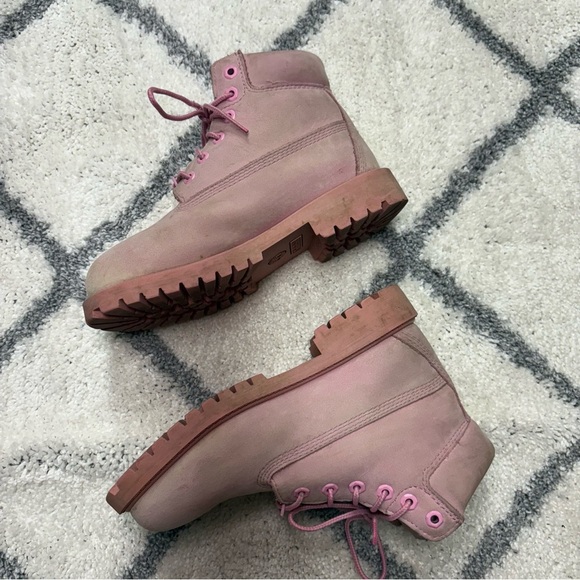 Timberland Prism Pink Suede Nubuck Leather Classic Waterproof Boots Junior 2 - Picture 5 of 10